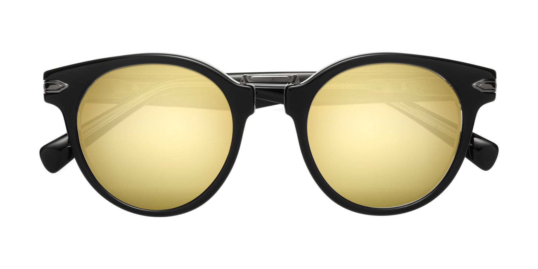 Folded Front of Alfonso in Black-Clear with Gold Mirrored Lenses