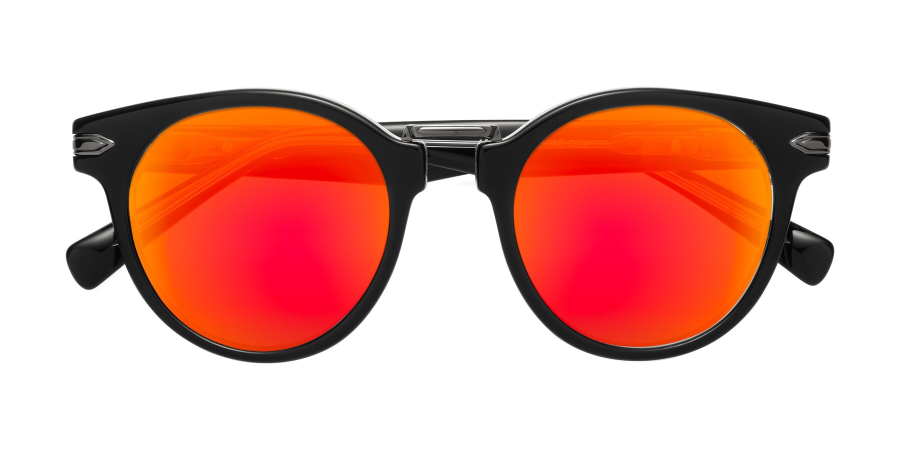 Folded Front of Alfonso in Black-Clear with Red Gold Mirrored Lenses