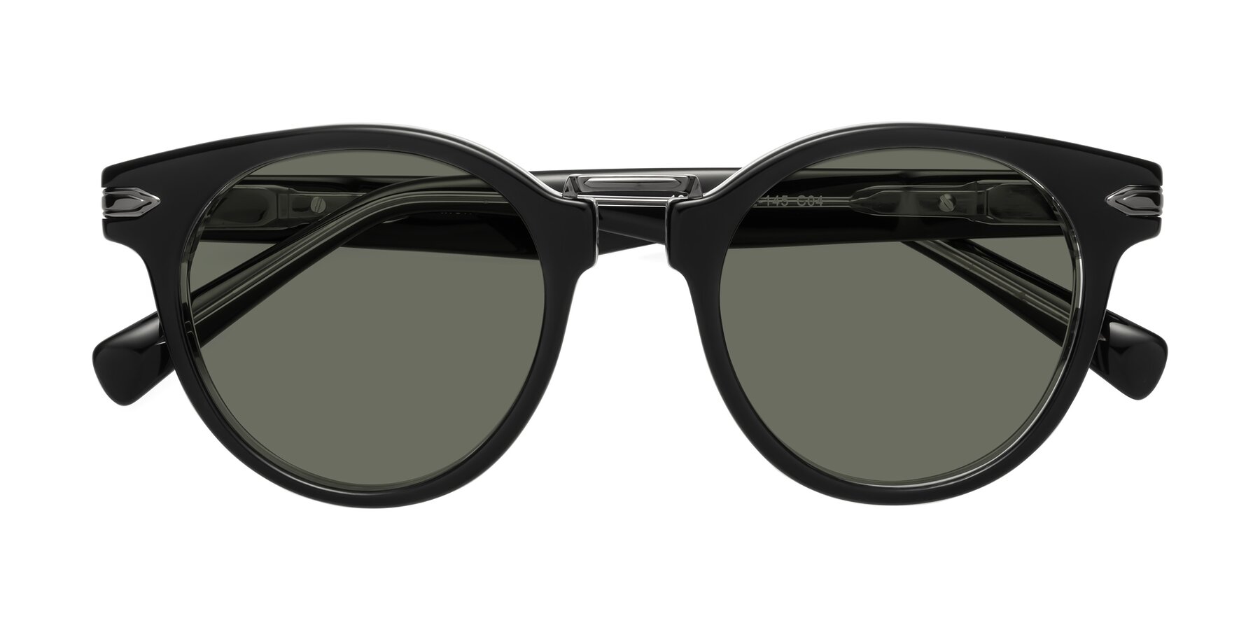 Folded Front of Alfonso in Black-Clear with Gray Polarized Lenses