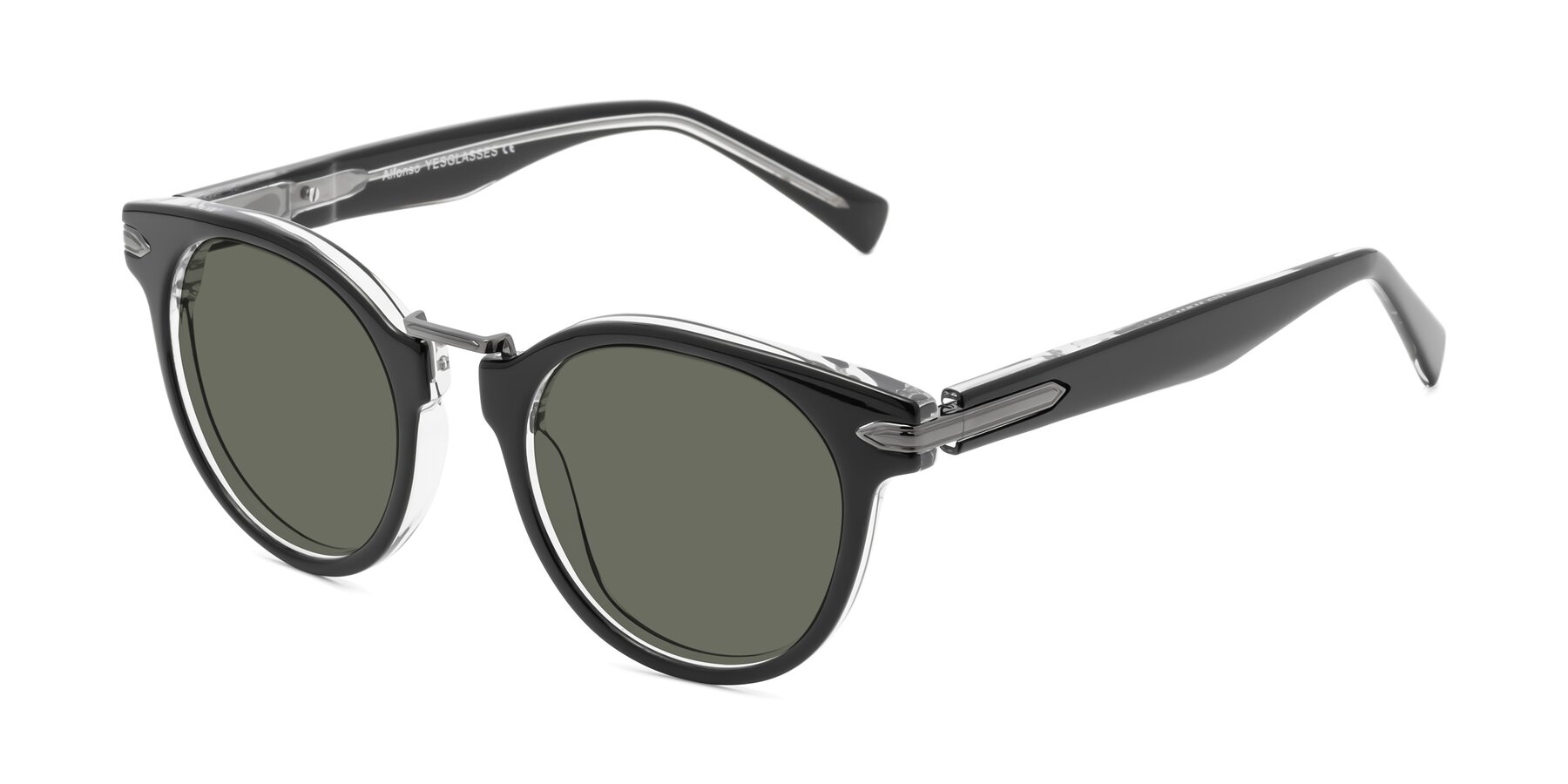 Angle of Alfonso in Black-Clear with Gray Polarized Lenses