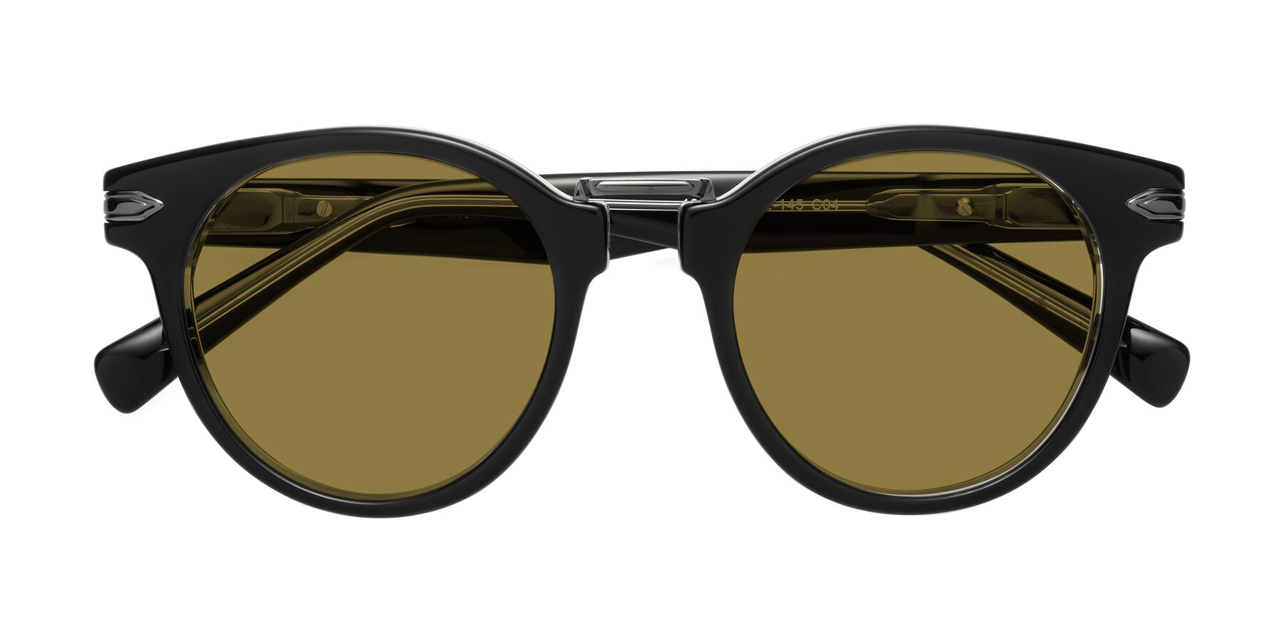Folded Front of Alfonso in Black-Clear with Brown Polarized Lenses