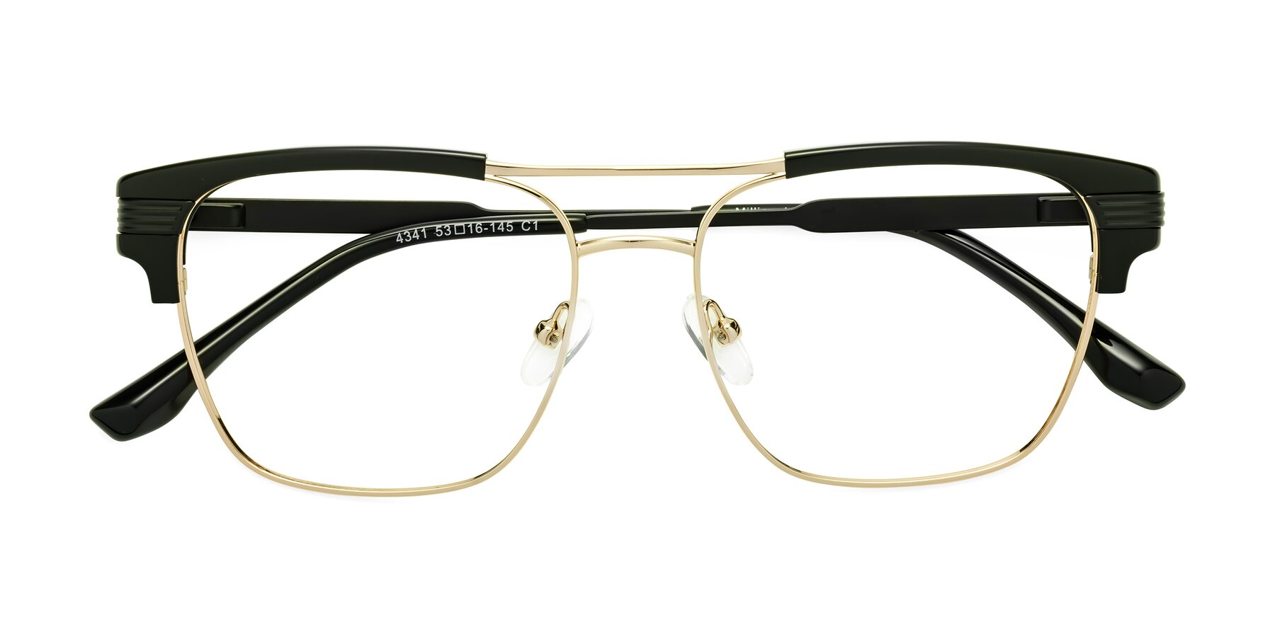 Folded Front of Millionaire in Black-Gold with Clear Blue Light Blocking Lenses