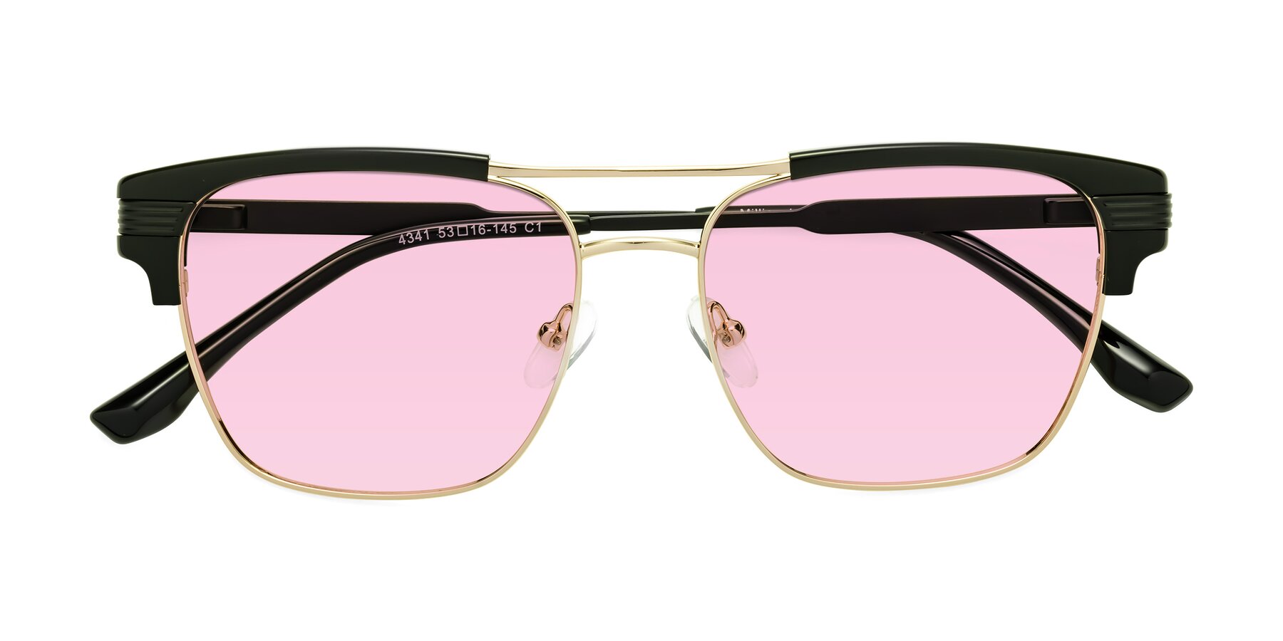 Folded Front of Millionaire in Black-Gold with Light Pink Tinted Lenses