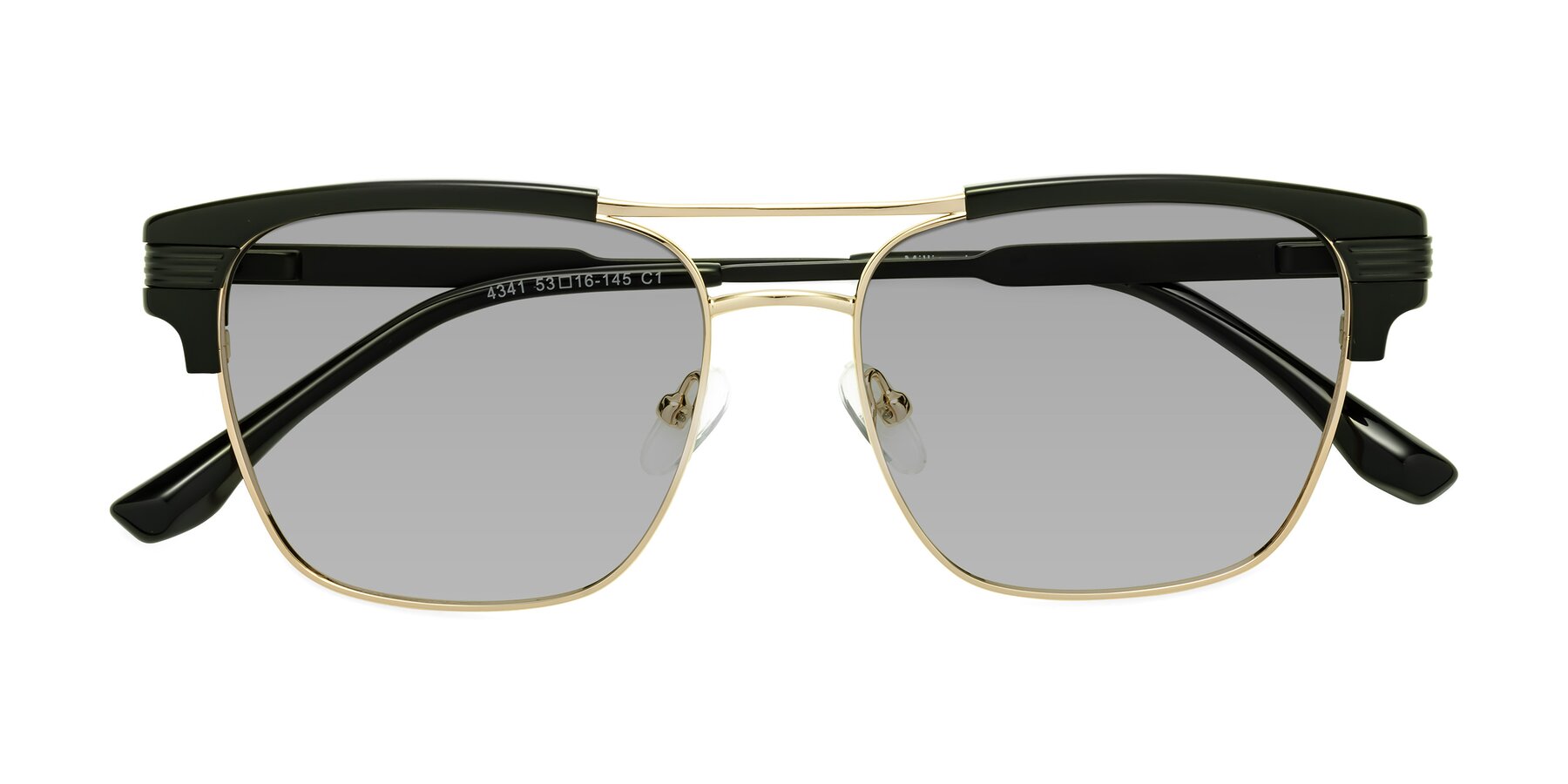 Folded Front of Millionaire in Black-Gold with Light Gray Tinted Lenses