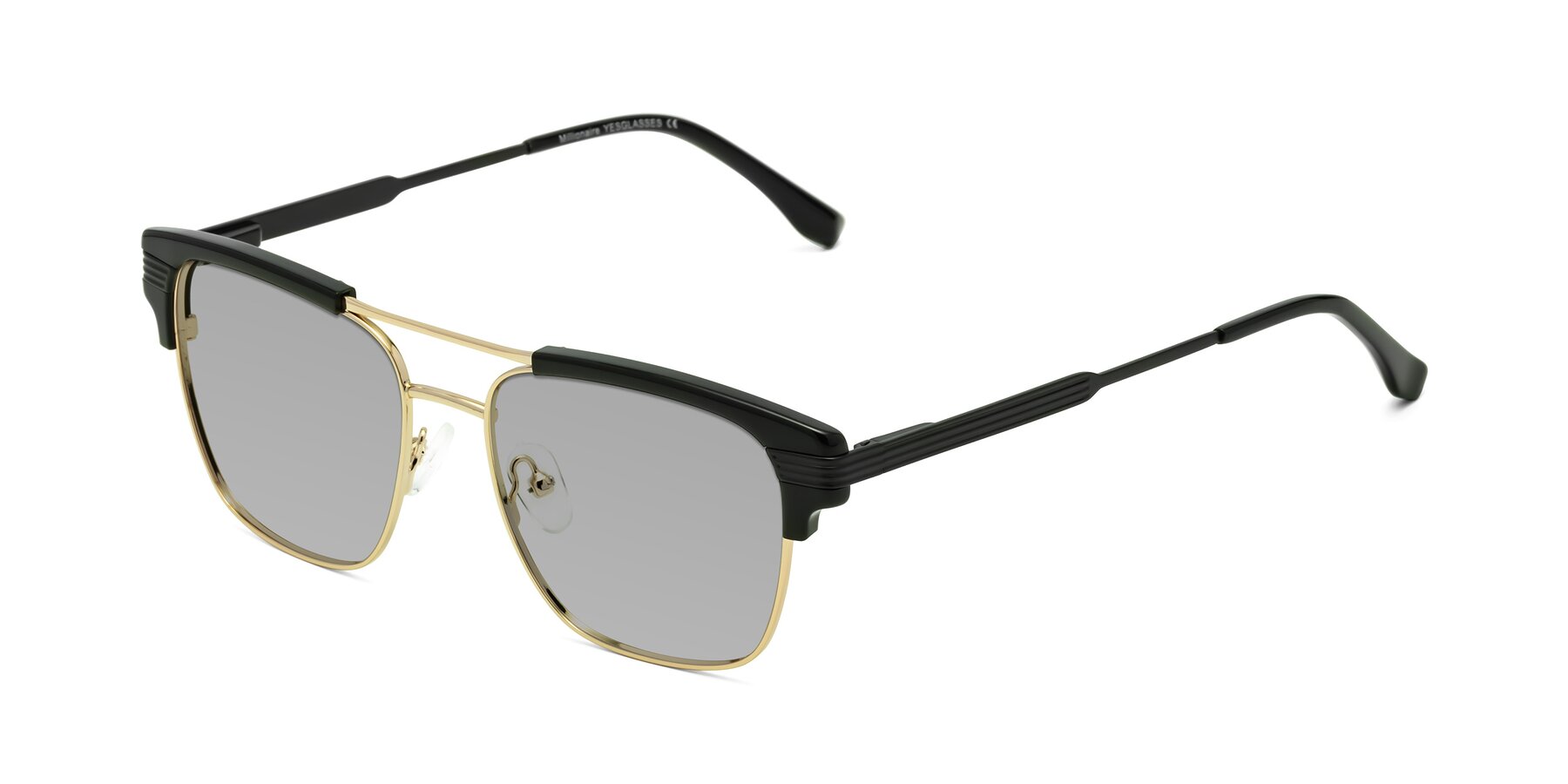 Angle of Millionaire in Black-Gold with Light Gray Tinted Lenses