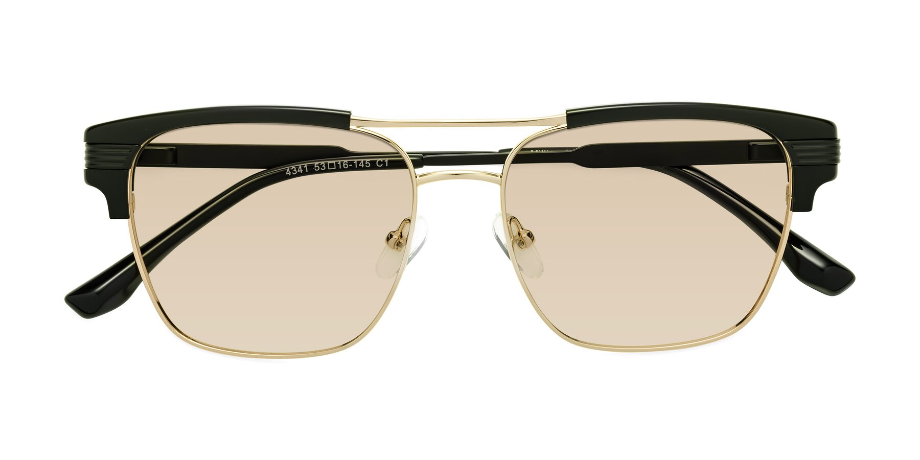 Folded Front of Millionaire in Black-Gold with Light Brown Tinted Lenses