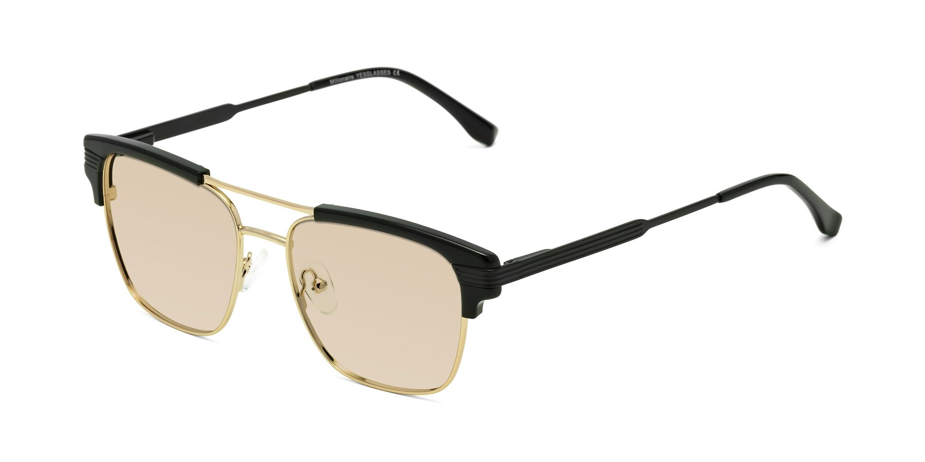 Angle of Millionaire in Black-Gold with Light Brown Tinted Lenses