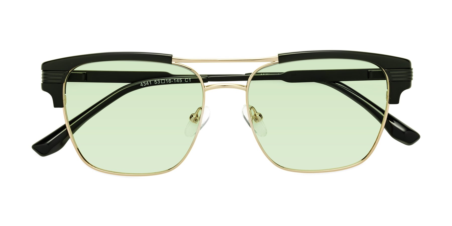 Folded Front of Millionaire in Black-Gold with Light Green Tinted Lenses