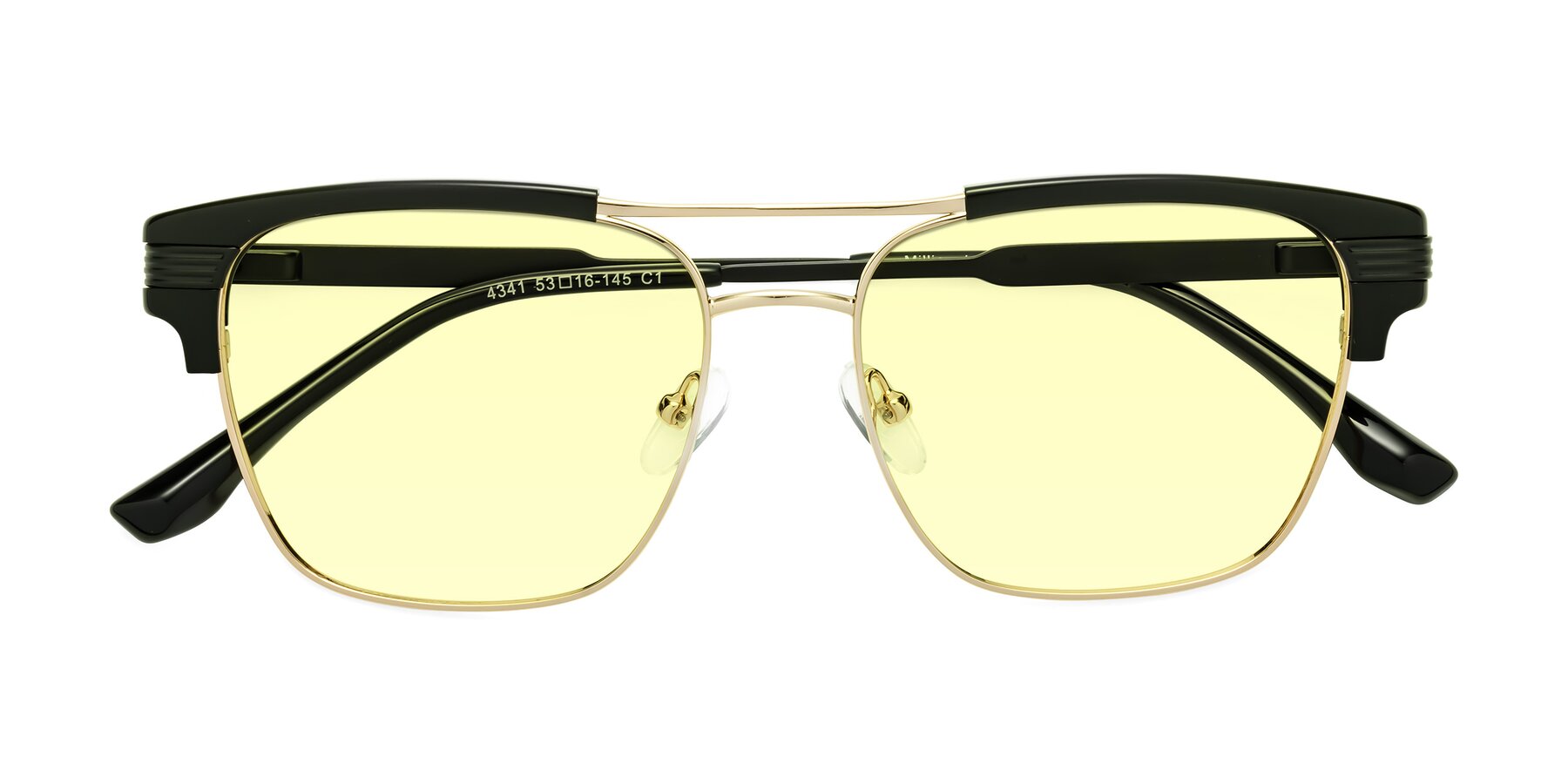 Folded Front of Millionaire in Black-Gold with Light Yellow Tinted Lenses