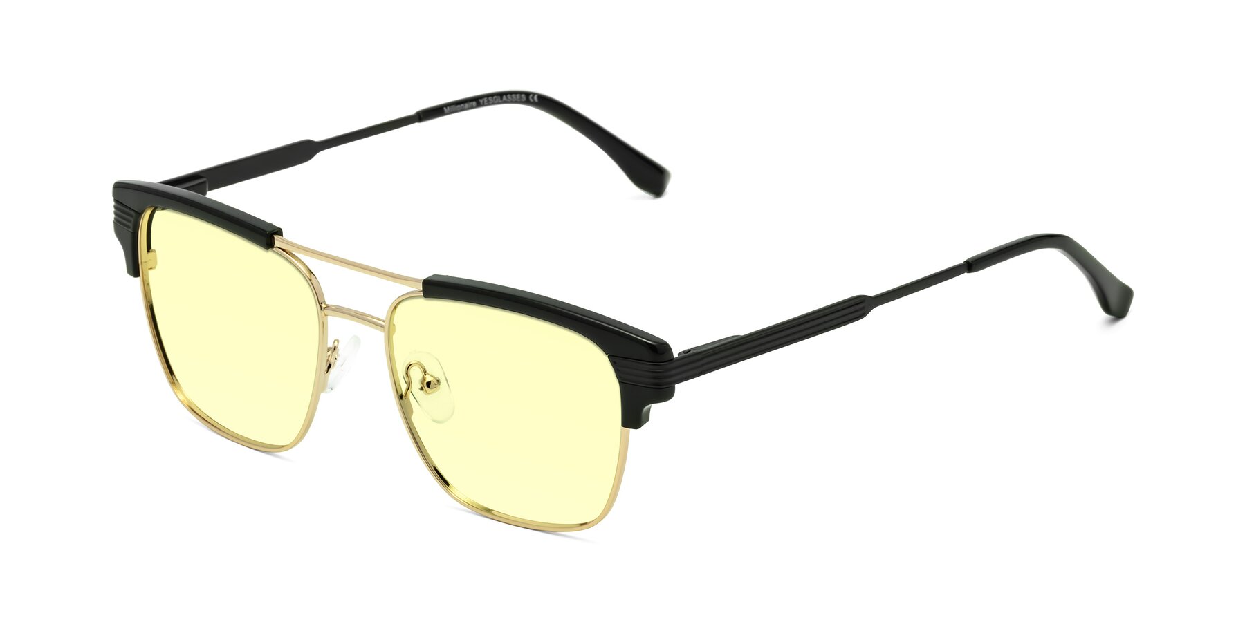 Angle of Millionaire in Black-Gold with Light Yellow Tinted Lenses