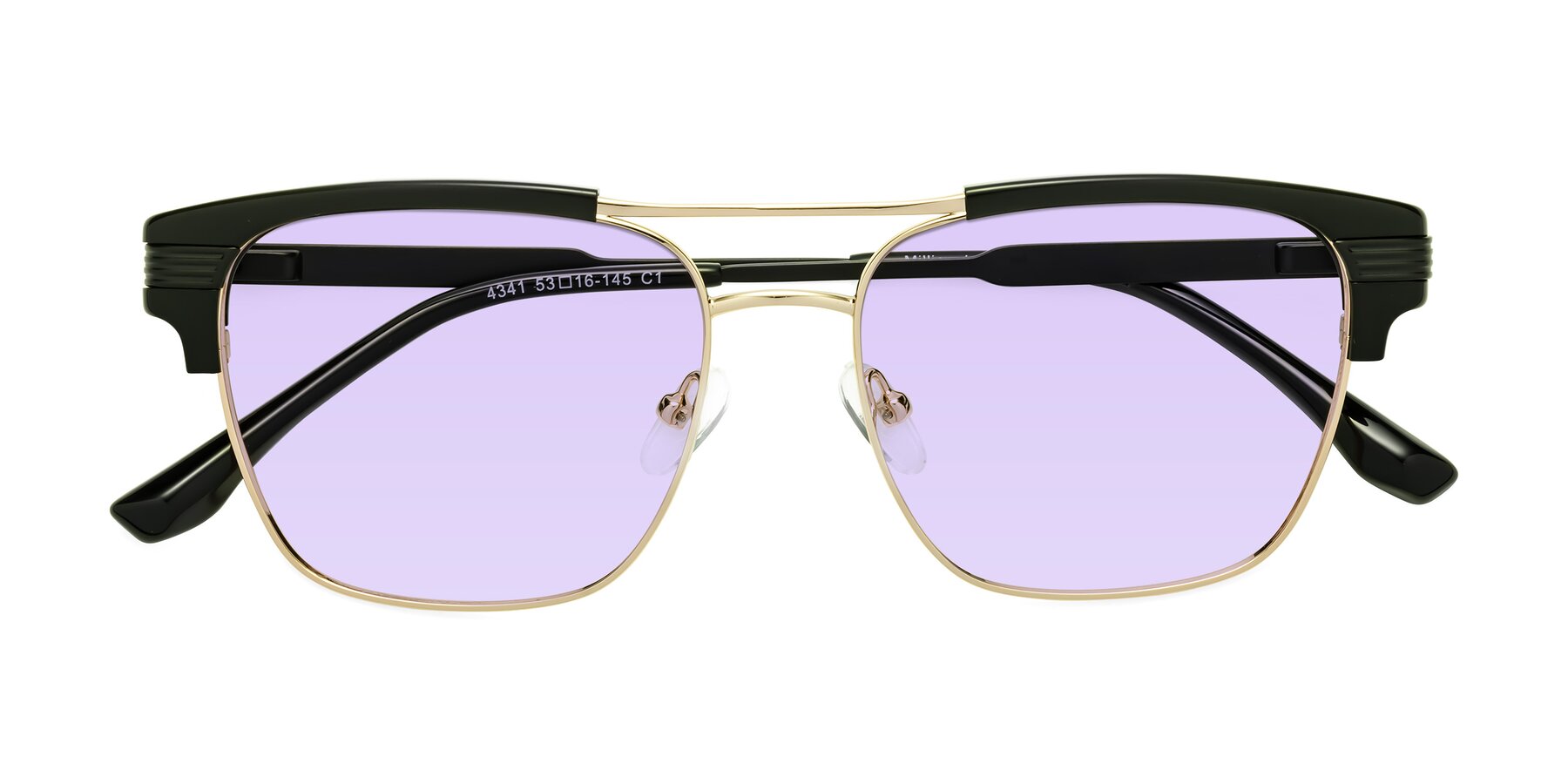 Folded Front of Millionaire in Black-Gold with Light Purple Tinted Lenses