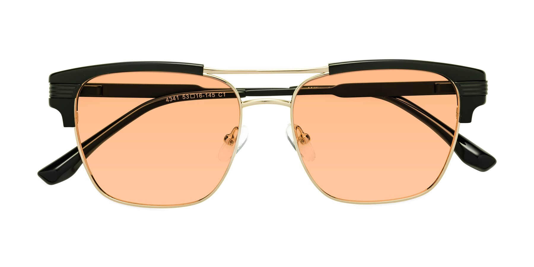 Folded Front of Millionaire in Black-Gold with Light Orange Tinted Lenses