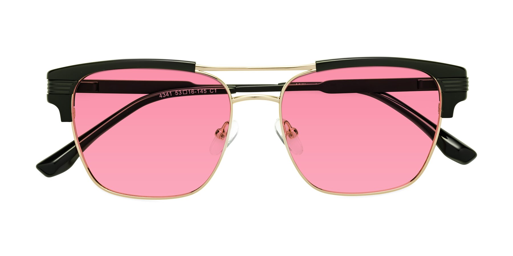 Folded Front of Millionaire in Black-Gold with Pink Tinted Lenses