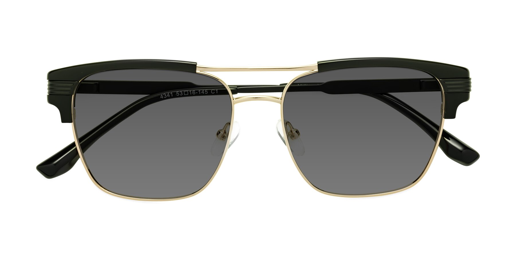 Folded Front of Millionaire in Black-Gold with Medium Gray Tinted Lenses
