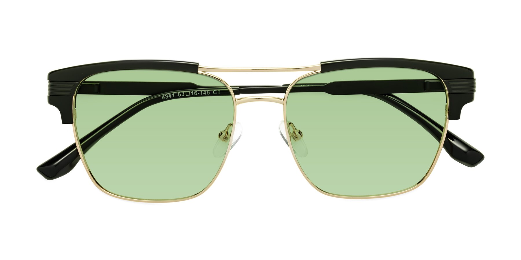 Folded Front of Millionaire in Black-Gold with Medium Green Tinted Lenses
