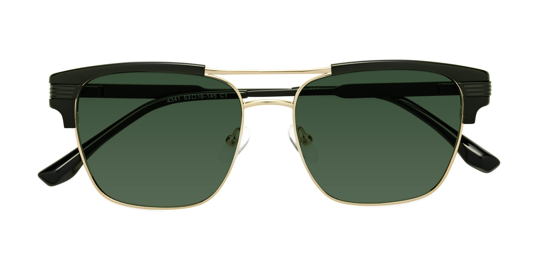 Folded Front of Millionaire in Black-Gold with Green Tinted Lenses