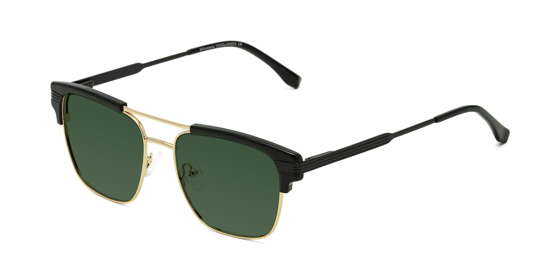 Angle of Millionaire in Black-Gold with Green Tinted Lenses
