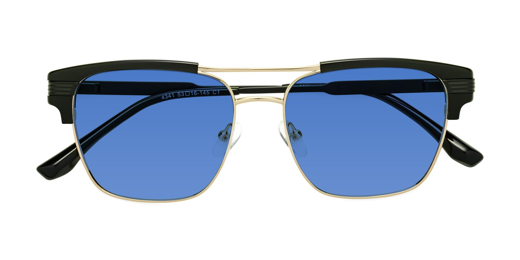 Folded Front of Millionaire in Black-Gold with Blue Tinted Lenses
