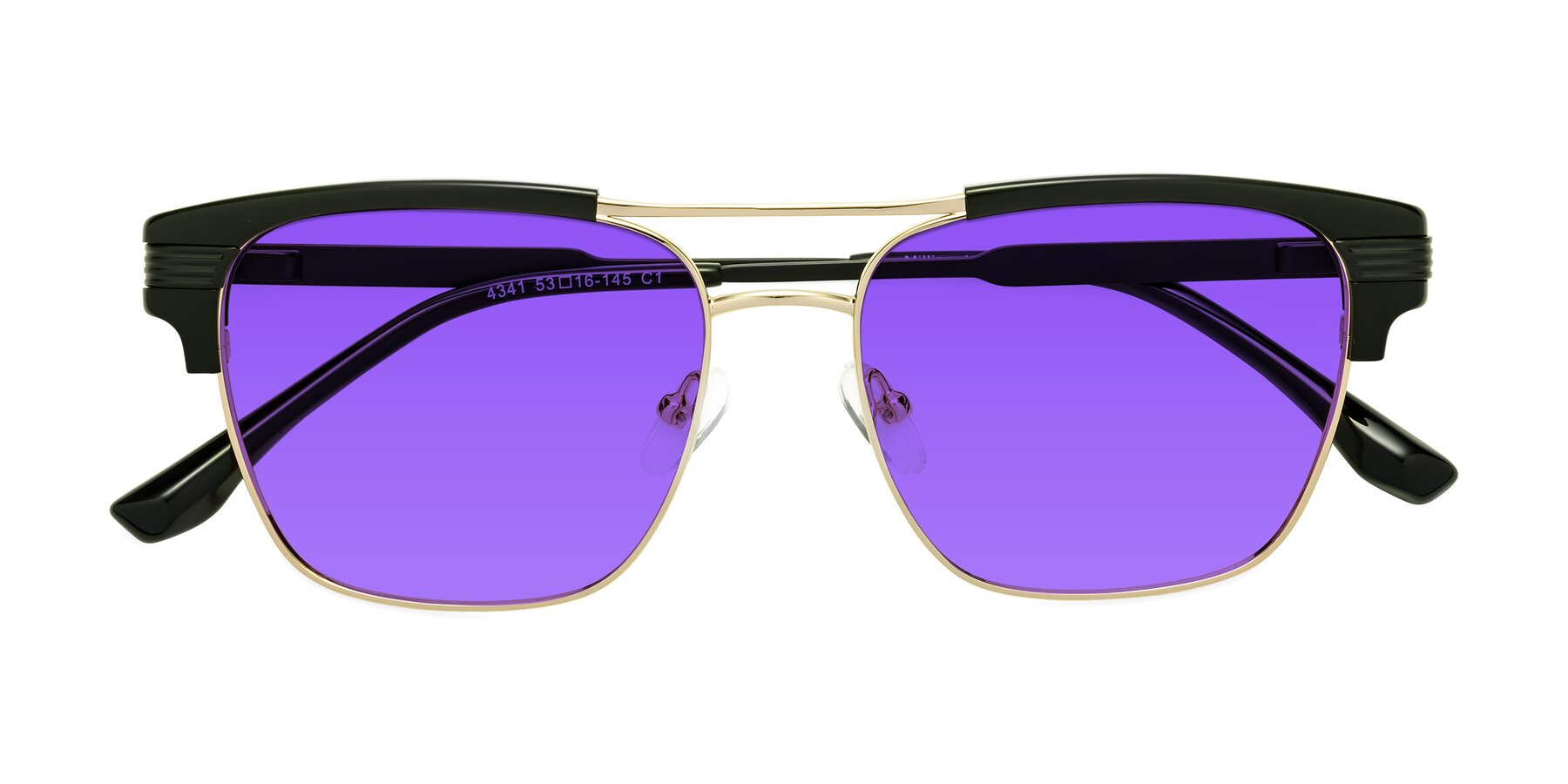 Folded Front of Millionaire in Black-Gold with Purple Tinted Lenses