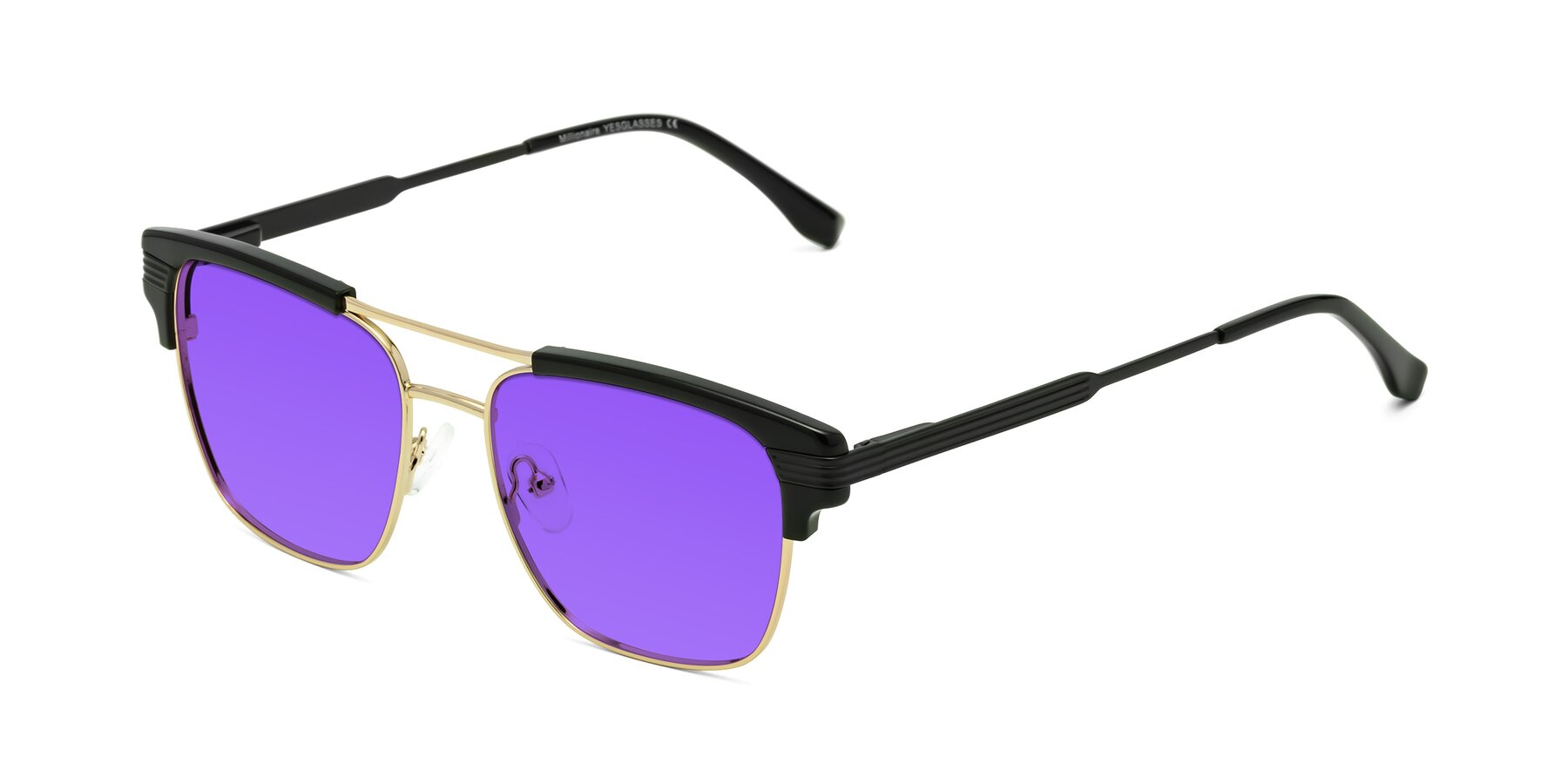 Angle of Millionaire in Black-Gold with Purple Tinted Lenses