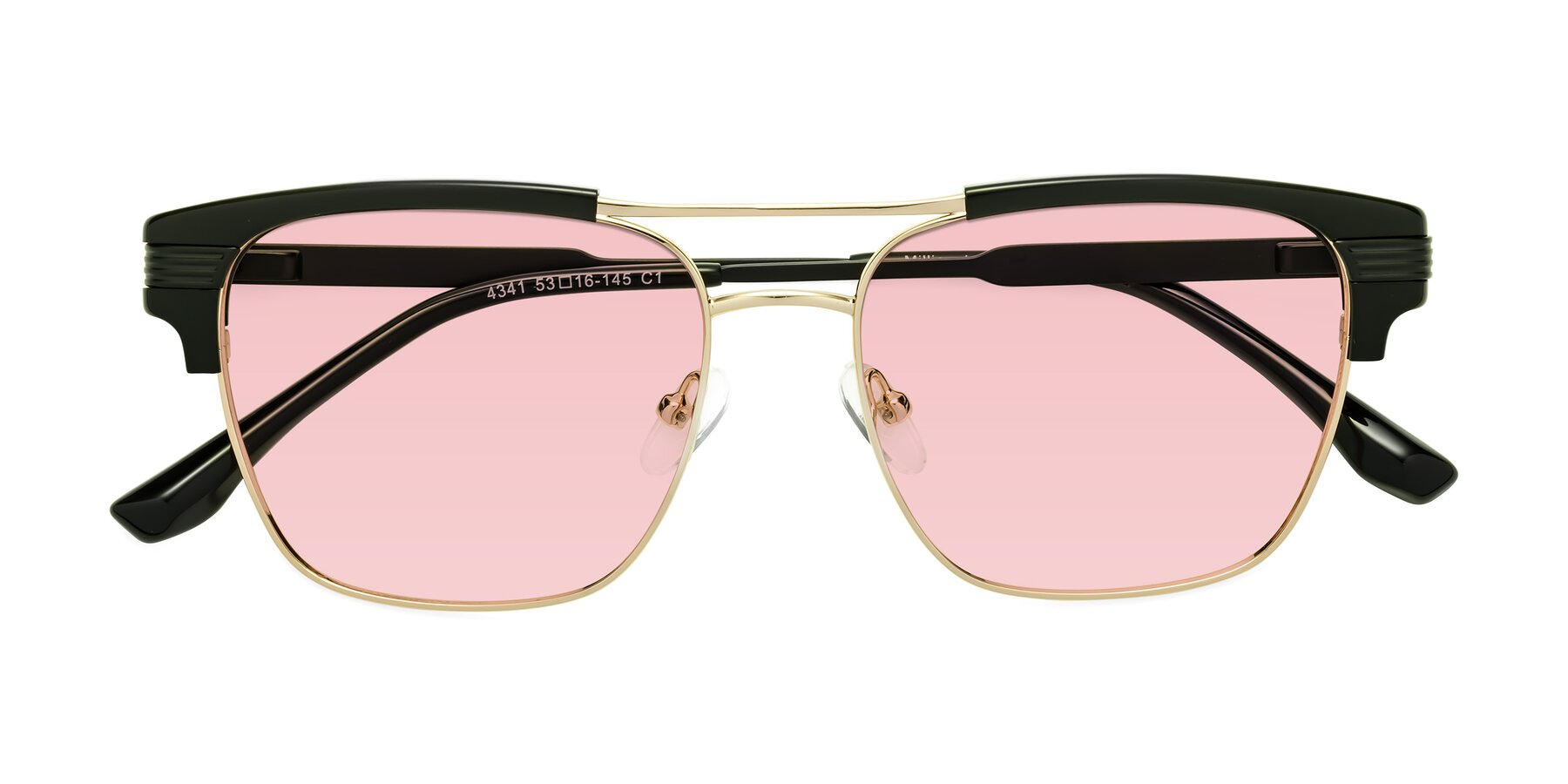 Folded Front of Millionaire in Black-Gold with Light Garnet Tinted Lenses