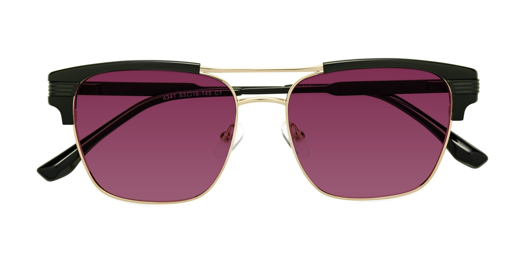 Folded Front of Millionaire in Black-Gold with Wine Tinted Lenses