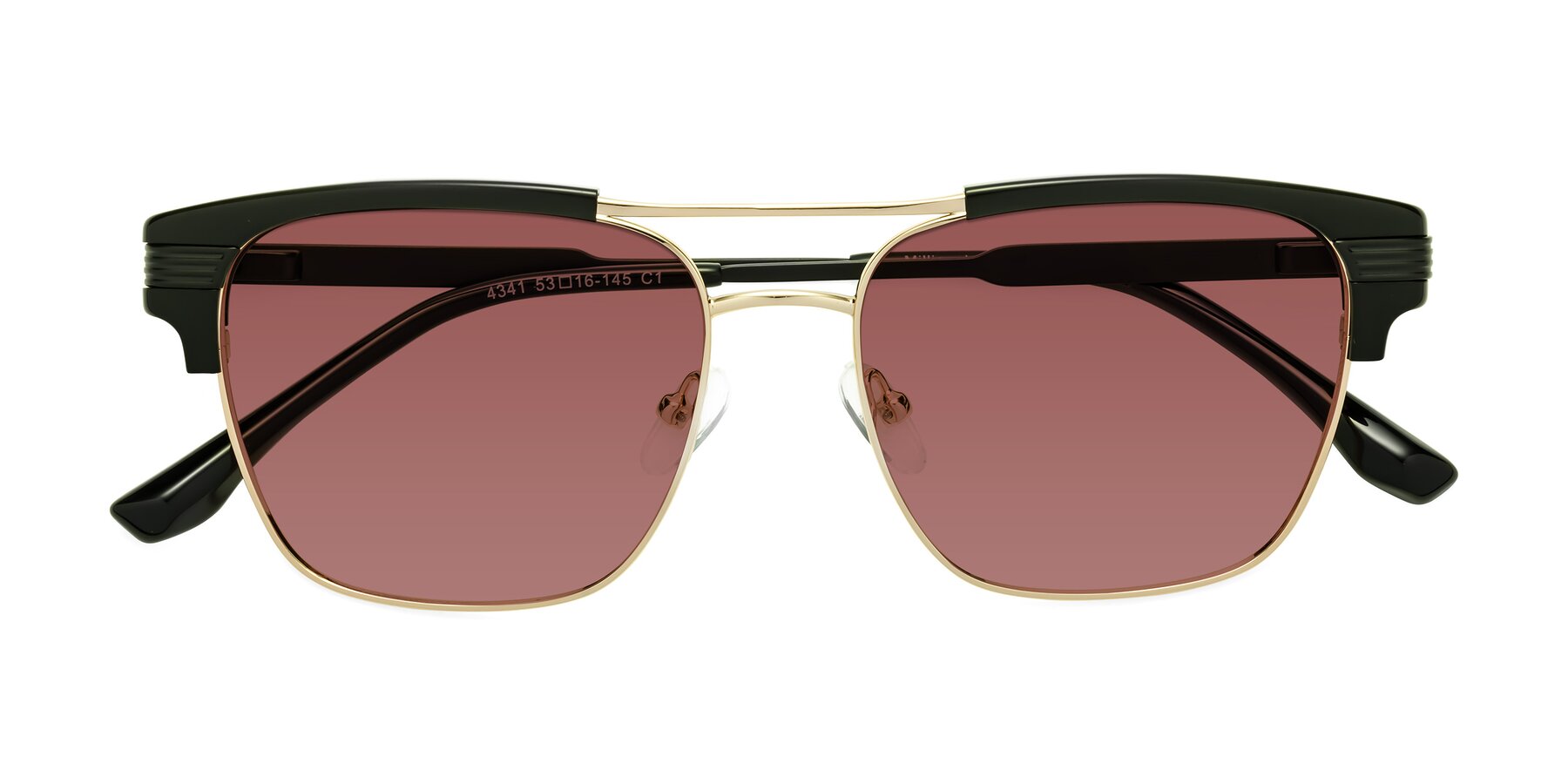 Folded Front of Millionaire in Black-Gold with Garnet Tinted Lenses