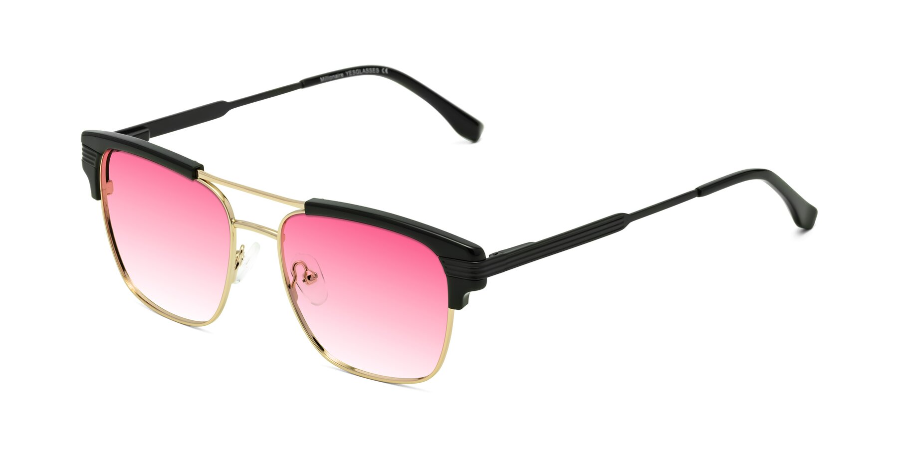 Angle of Millionaire in Black-Gold with Pink Gradient Lenses