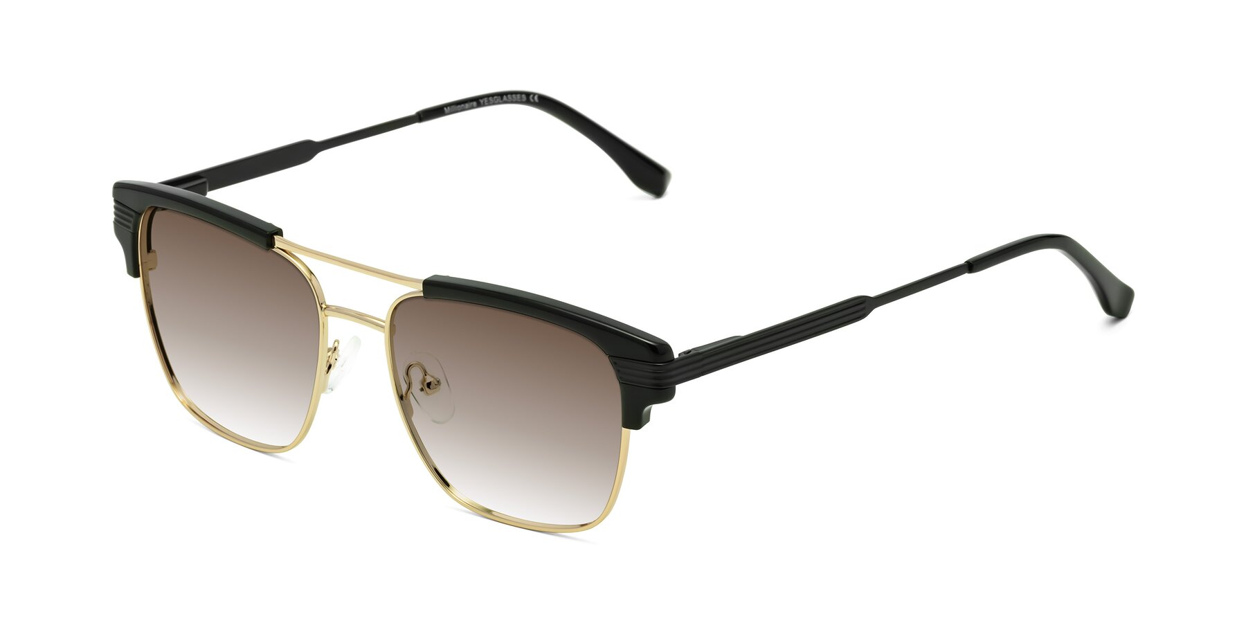 Angle of Millionaire in Black-Gold with Brown Gradient Lenses