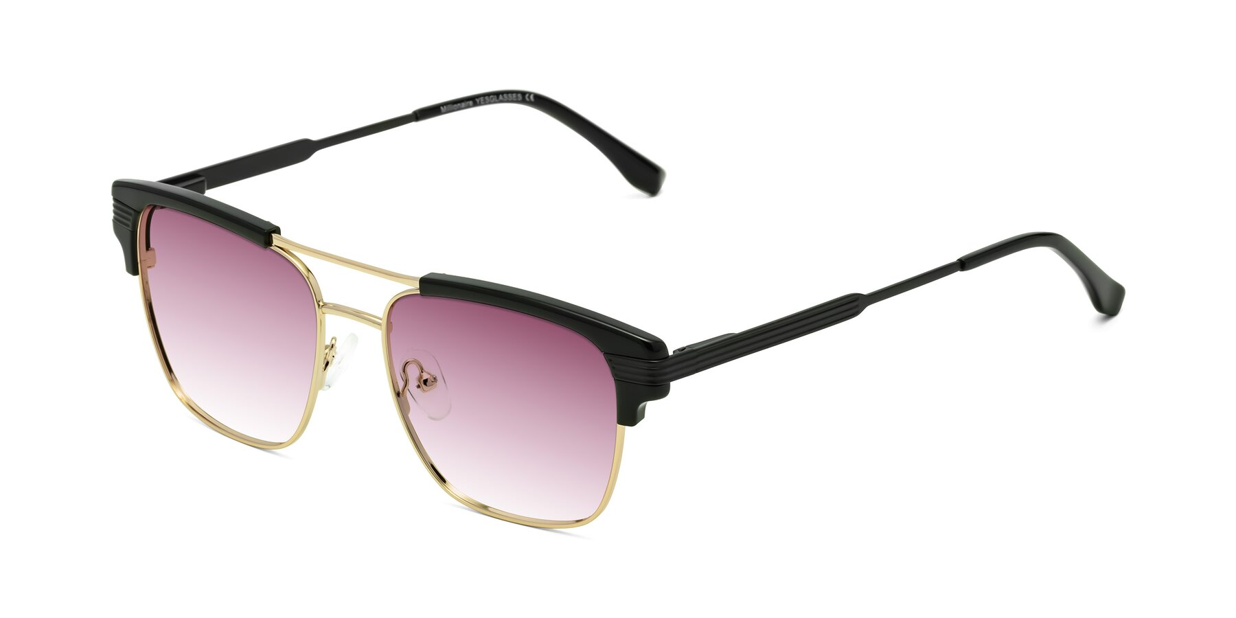 Angle of Millionaire in Black-Gold with Wine Gradient Lenses