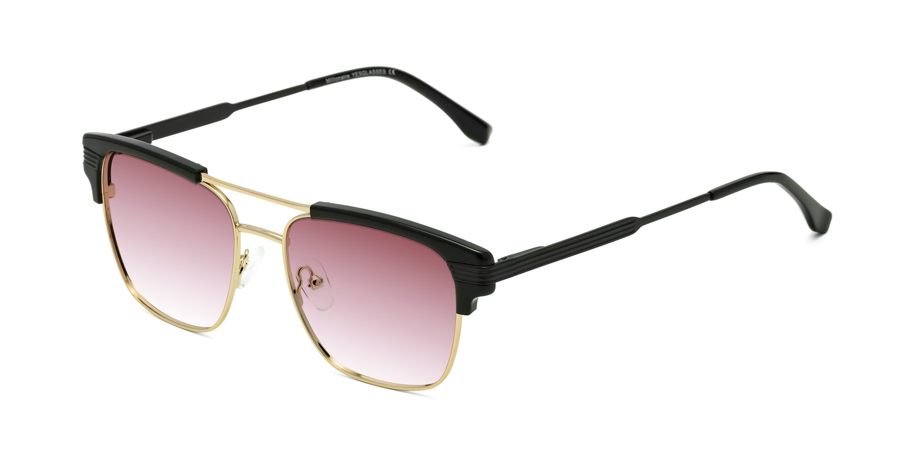 Angle of Millionaire in Black-Gold with Garnet Gradient Lenses