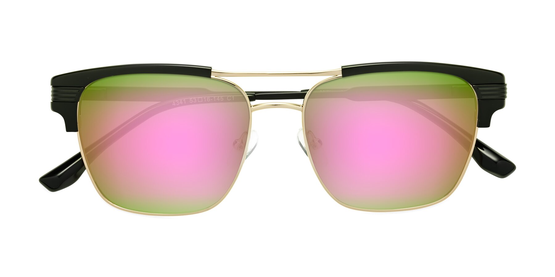 Folded Front of Millionaire in Black-Gold with Pink Mirrored Lenses