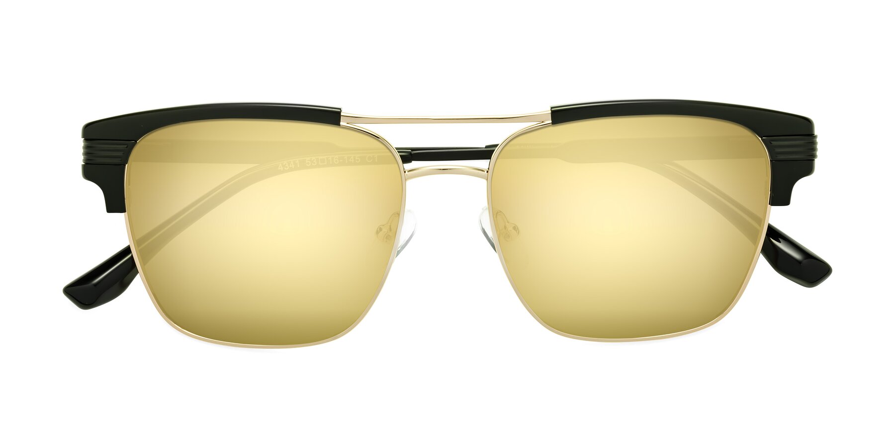 Folded Front of Millionaire in Black-Gold with Gold Mirrored Lenses