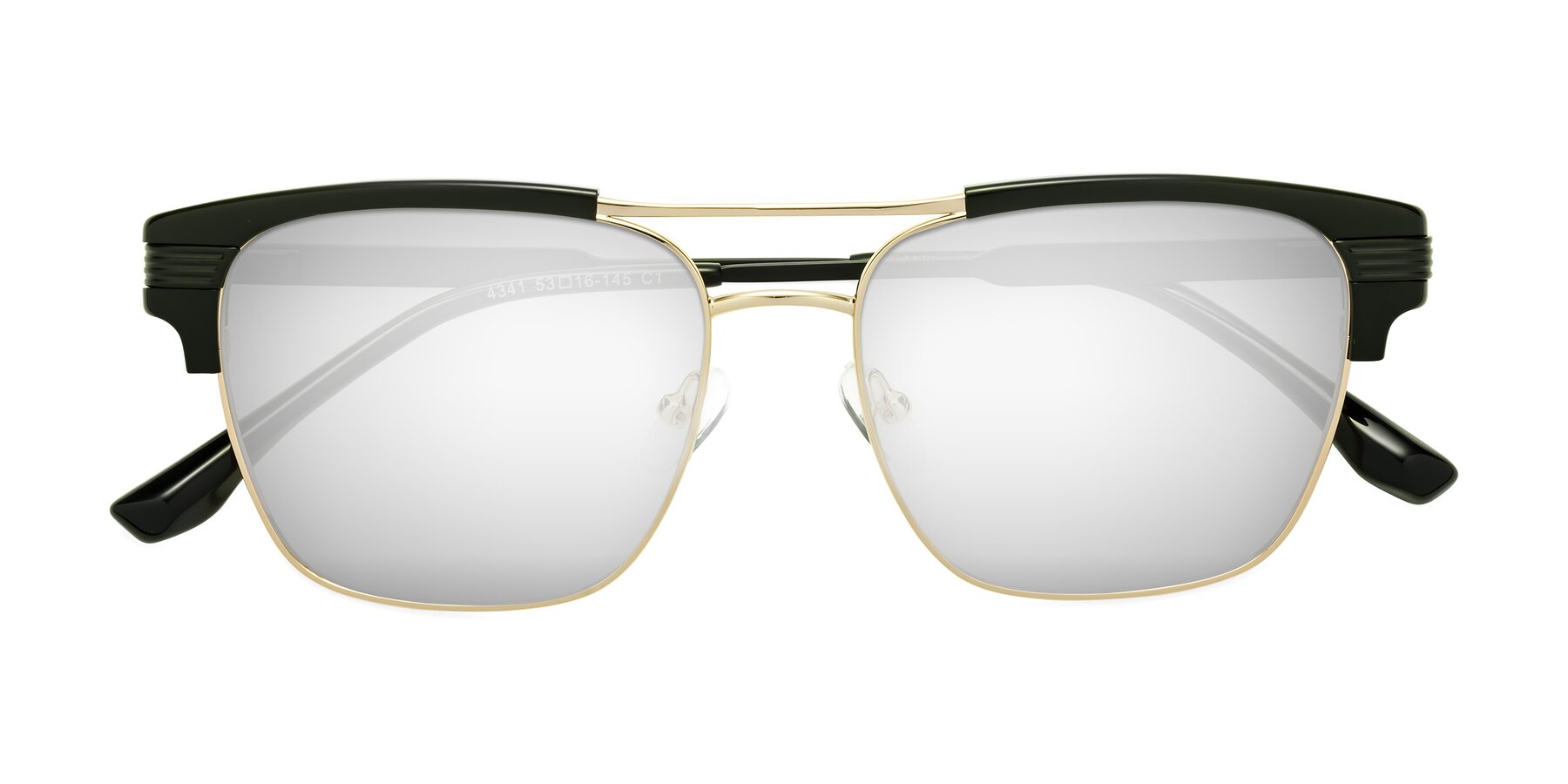 Folded Front of Millionaire in Black-Gold with Silver Mirrored Lenses