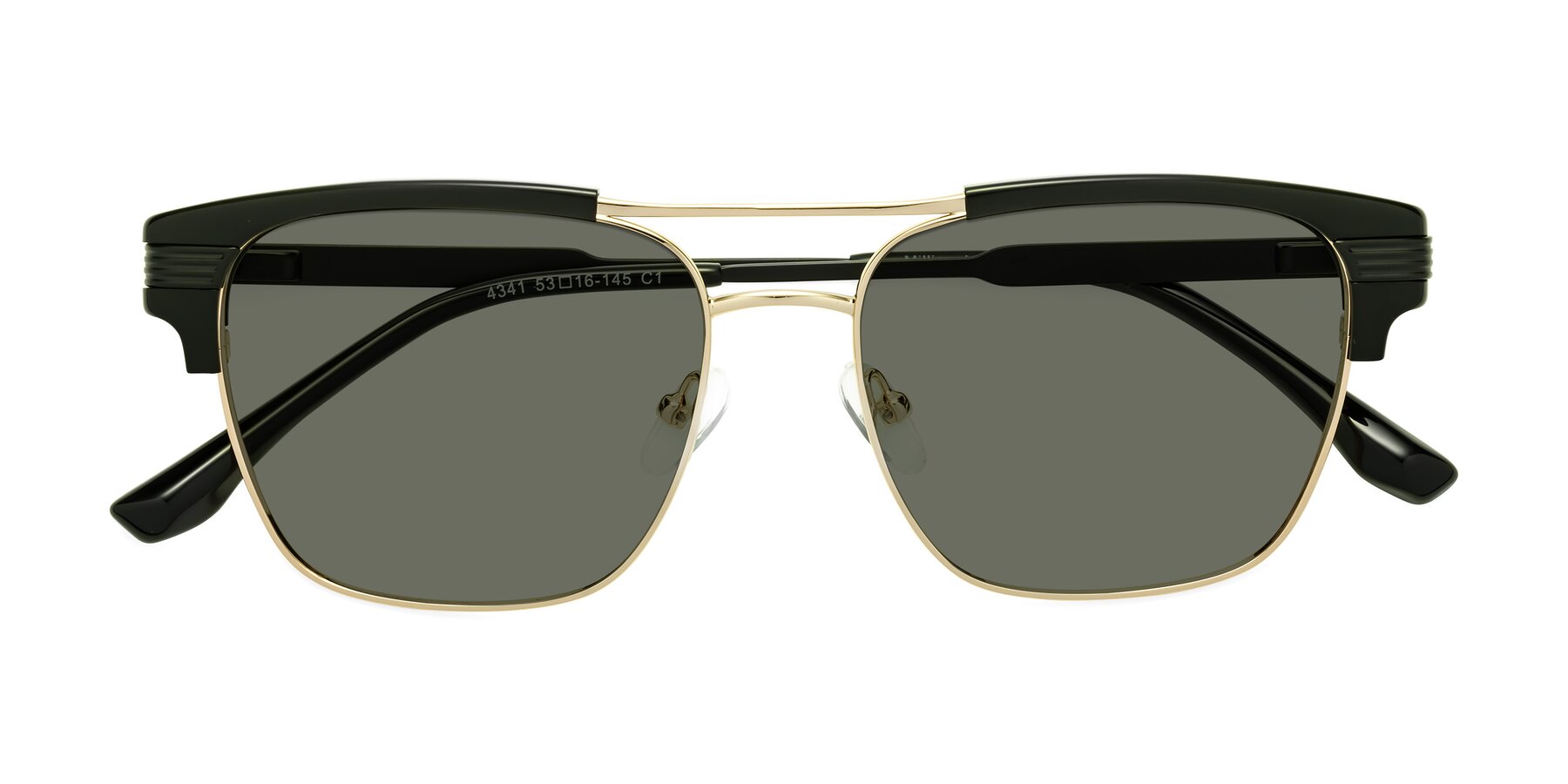 Folded Front of Millionaire in Black-Gold with Gray Polarized Lenses
