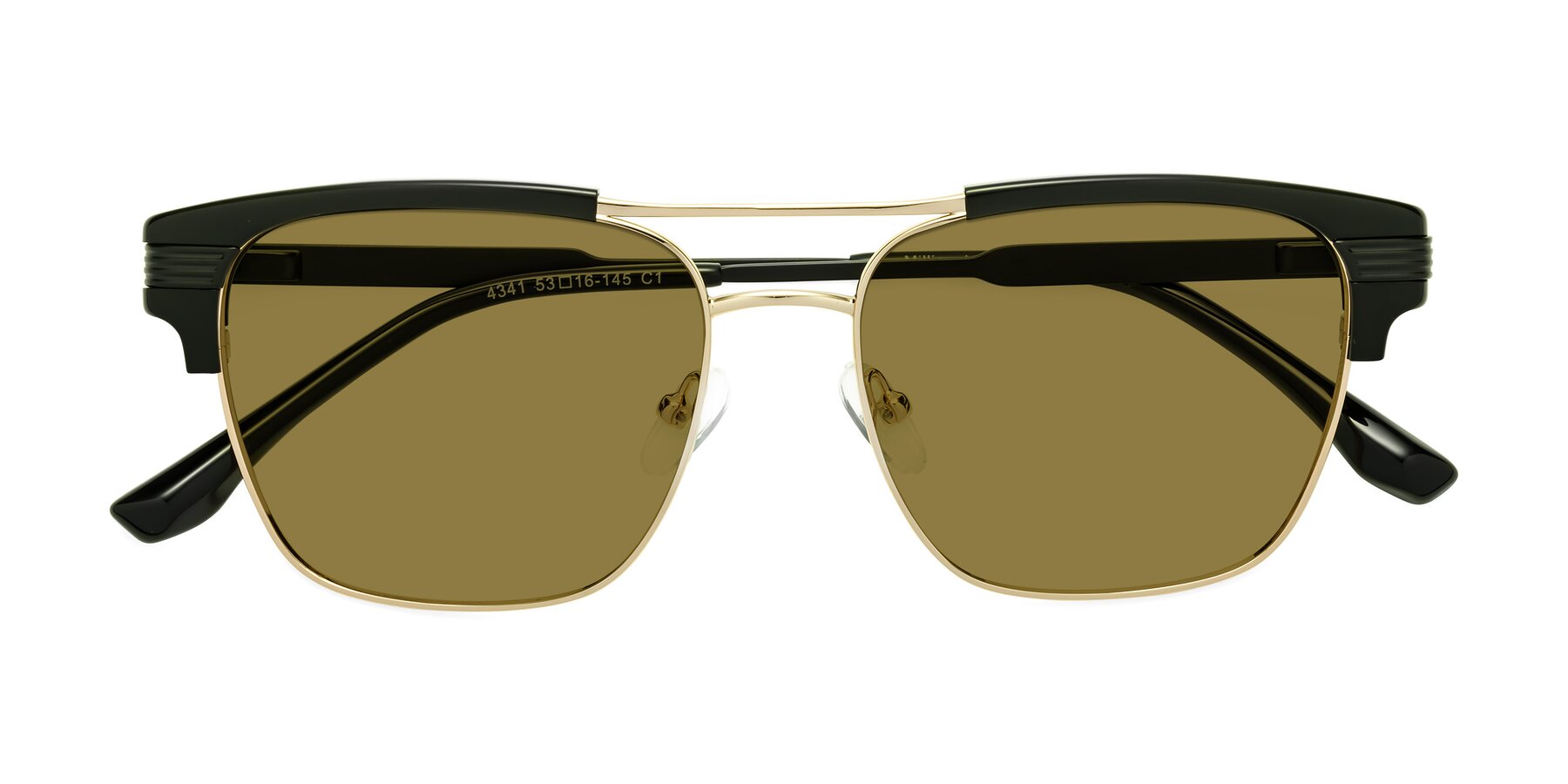 Folded Front of Millionaire in Black-Gold with Brown Polarized Lenses