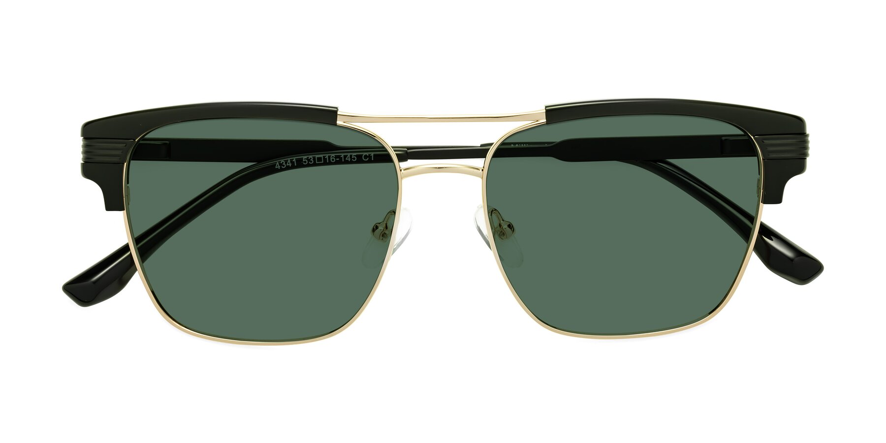 Folded Front of Millionaire in Black-Gold with Green Polarized Lenses