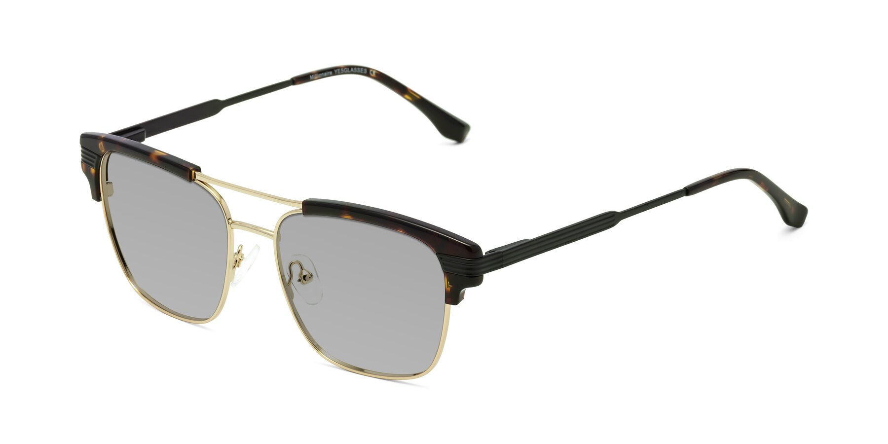 Angle of Millionaire in Tortoise-Gold with Light Gray Tinted Lenses