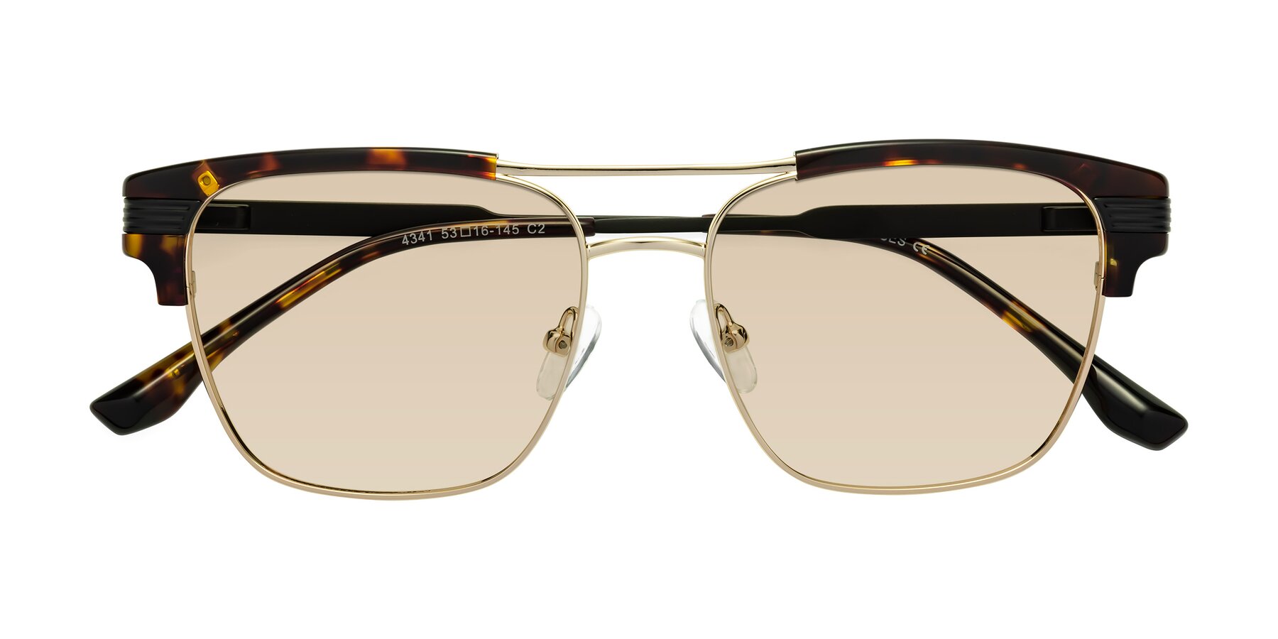 Folded Front of Millionaire in Tortoise-Gold with Light Brown Tinted Lenses