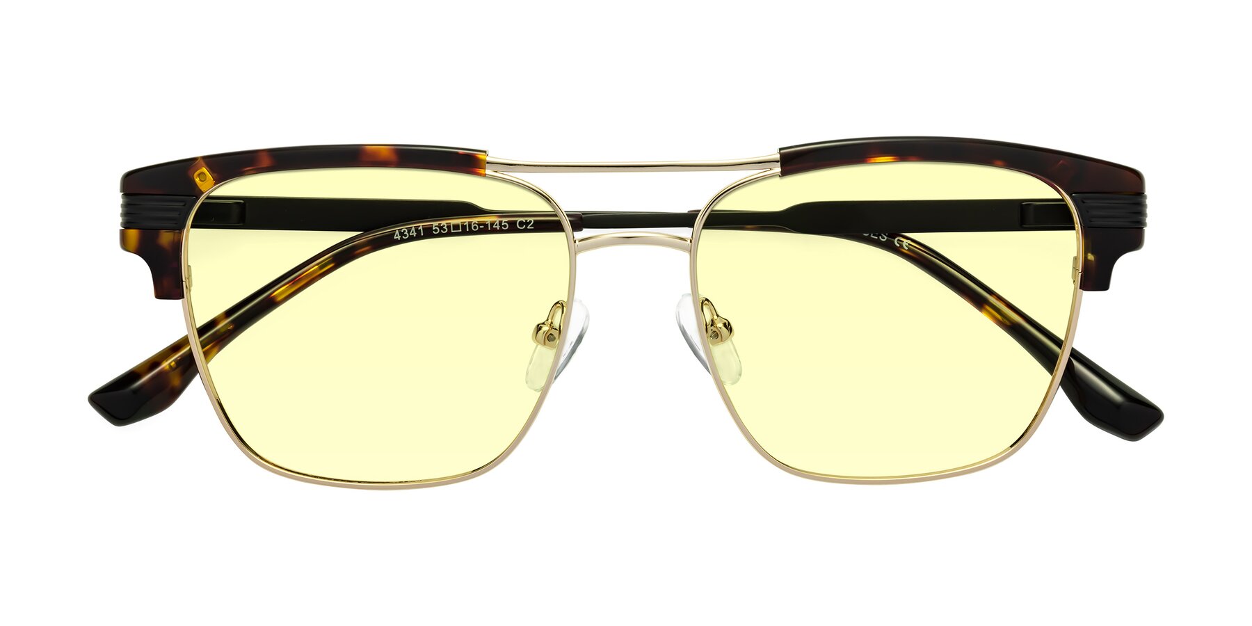 Folded Front of Millionaire in Tortoise-Gold with Light Yellow Tinted Lenses