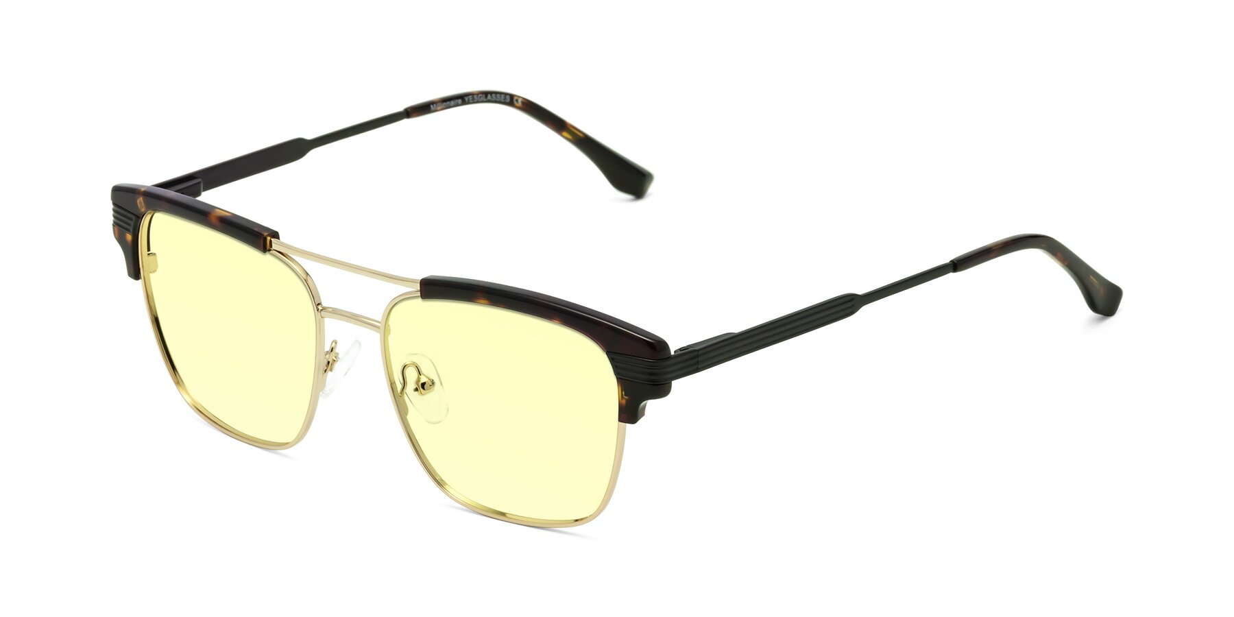 Angle of Millionaire in Tortoise-Gold with Light Yellow Tinted Lenses