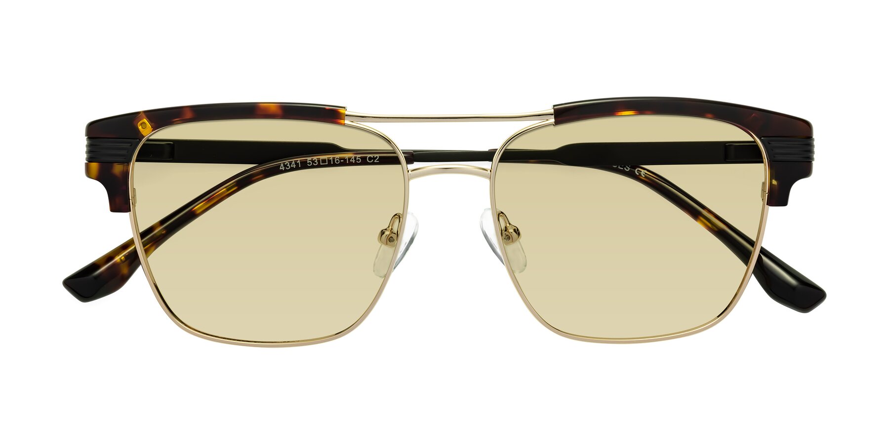 Folded Front of Millionaire in Tortoise-Gold with Light Champagne Tinted Lenses