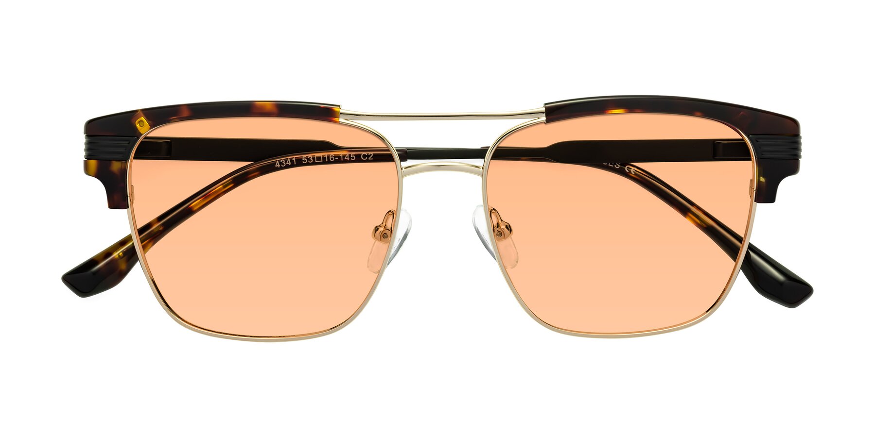 Folded Front of Millionaire in Tortoise-Gold with Light Orange Tinted Lenses