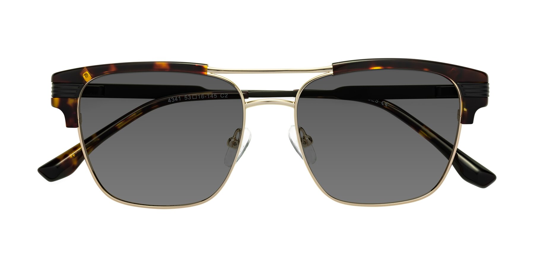 Folded Front of Millionaire in Tortoise-Gold with Medium Gray Tinted Lenses