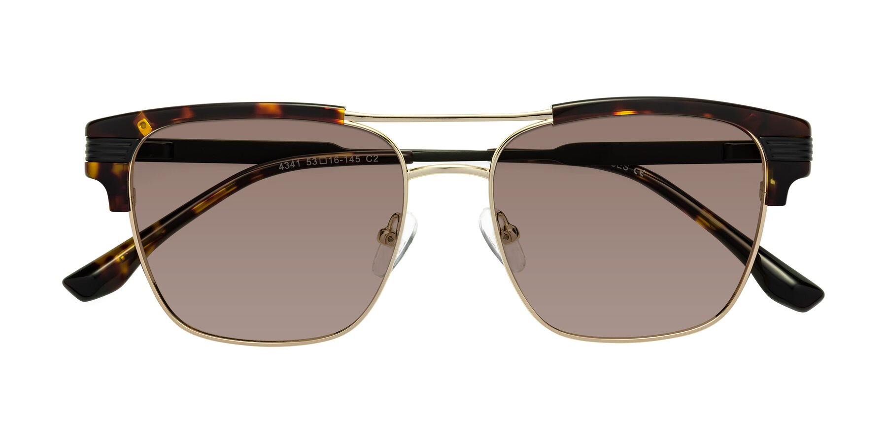 Folded Front of Millionaire in Tortoise-Gold with Medium Brown Tinted Lenses