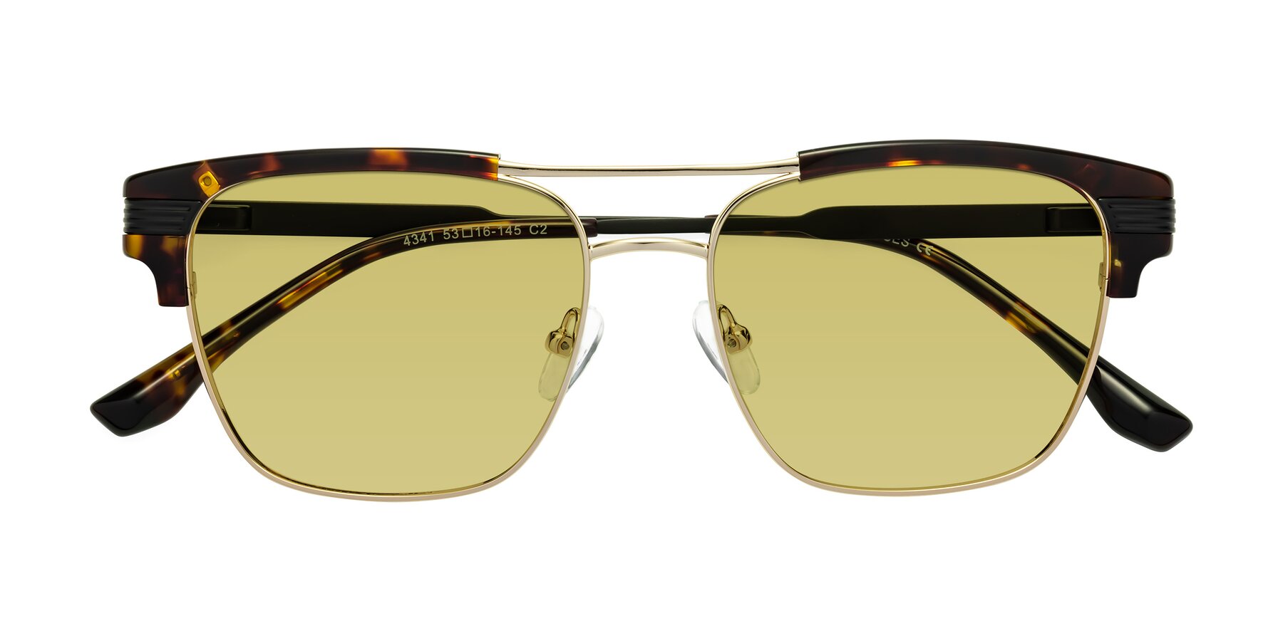 Folded Front of Millionaire in Tortoise-Gold with Medium Champagne Tinted Lenses