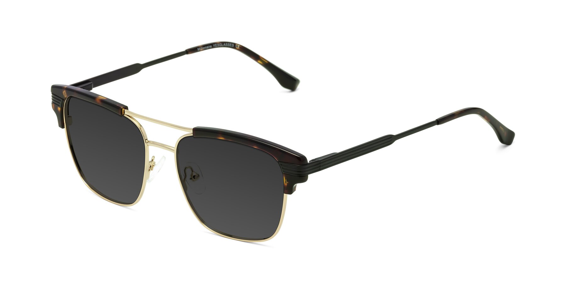 Angle of Millionaire in Tortoise-Gold with Gray Tinted Lenses