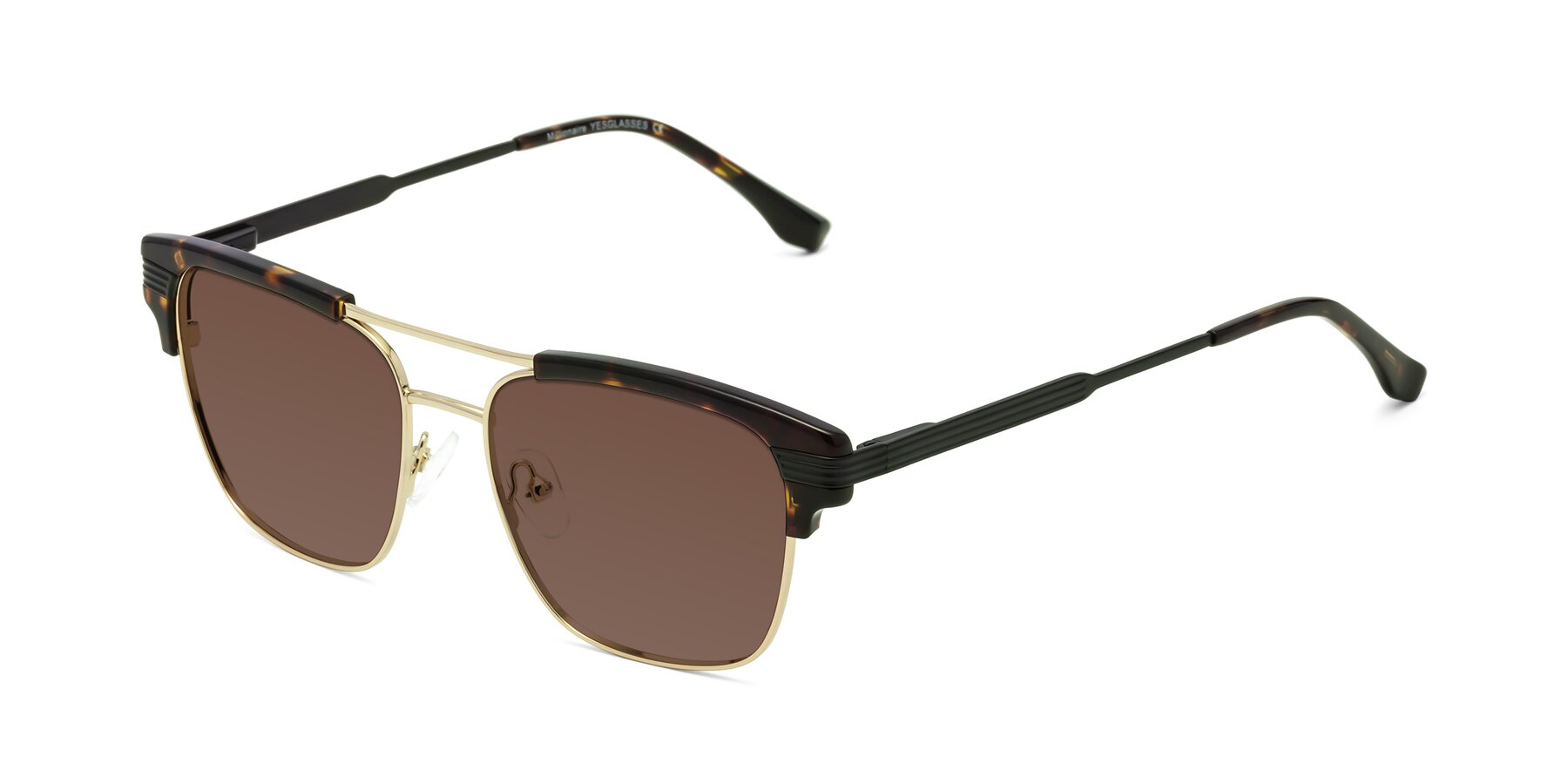 Angle of Millionaire in Tortoise-Gold with Brown Tinted Lenses