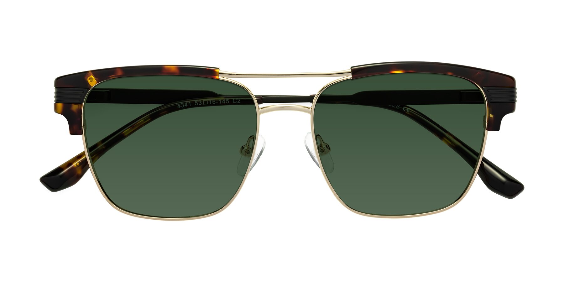 Folded Front of Millionaire in Tortoise-Gold with Green Tinted Lenses