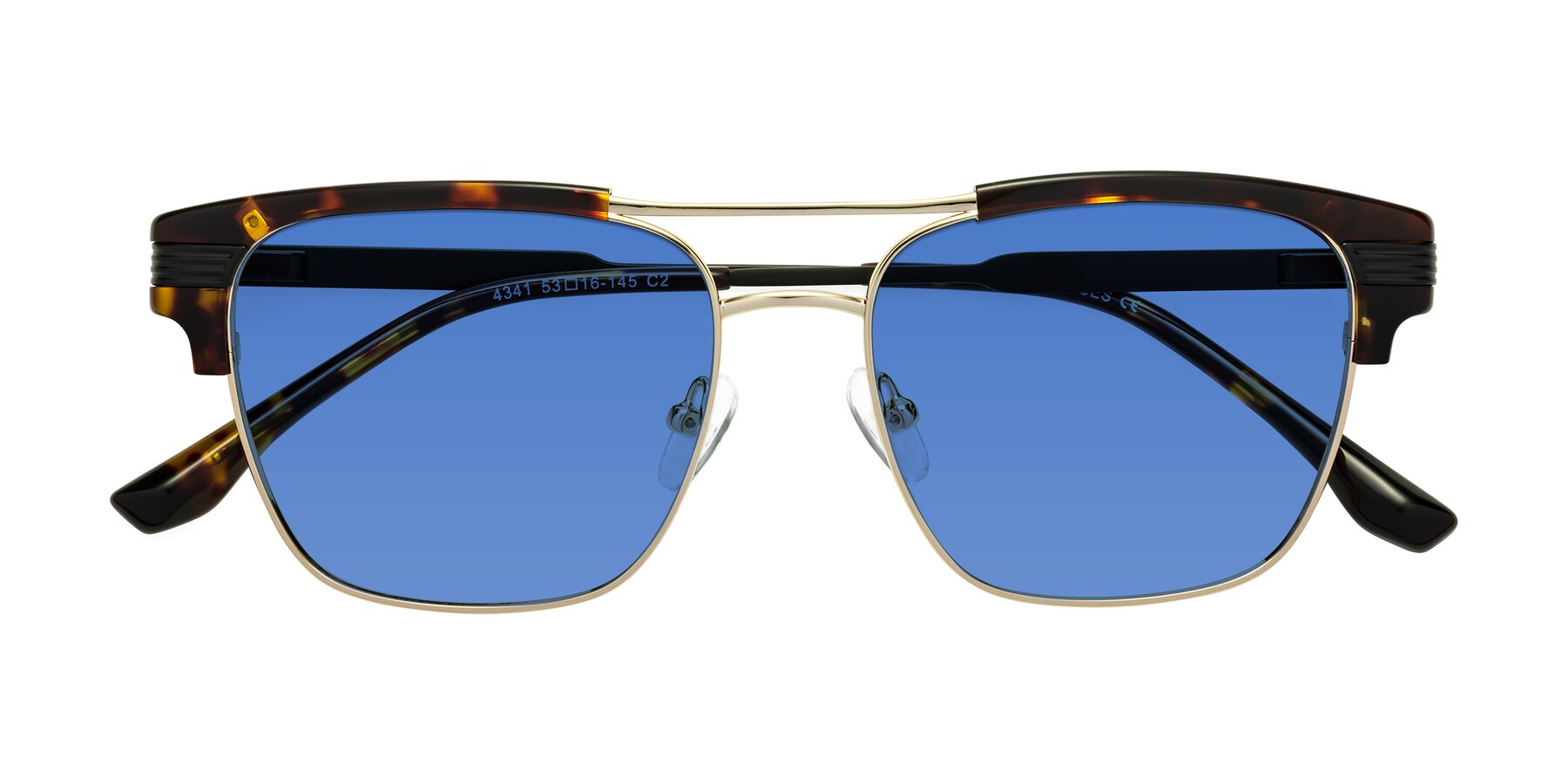 Folded Front of Millionaire in Tortoise-Gold with Blue Tinted Lenses